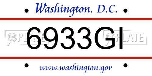 6933GI District Of Columbia License Plate