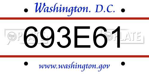 693E61 District Of Columbia License Plate