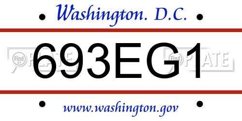693EG1 District Of Columbia License Plate