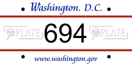 694 District Of Columbia License Plate