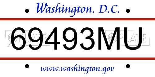 69493MU District Of Columbia License Plate