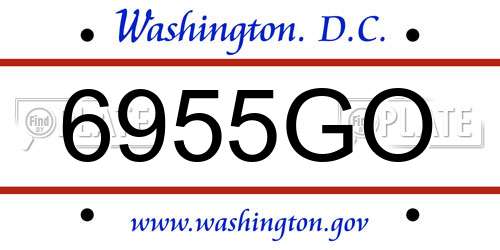 6955GO District Of Columbia License Plate