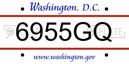 6955GQ District Of Columbia License Plate