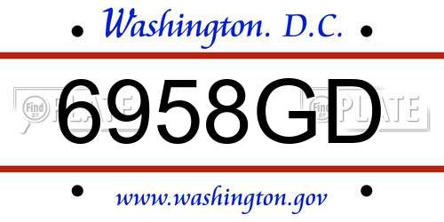 6958GD District Of Columbia License Plate