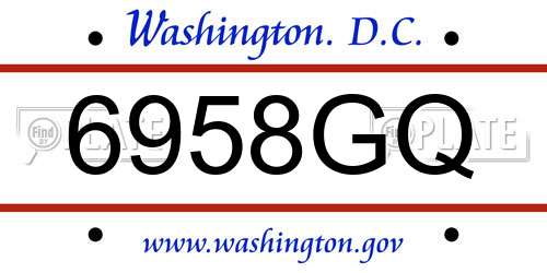 6958GQ District Of Columbia License Plate