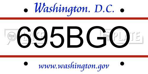 695BGO District Of Columbia License Plate