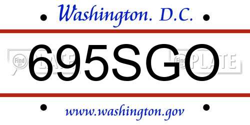 695SGO District Of Columbia License Plate