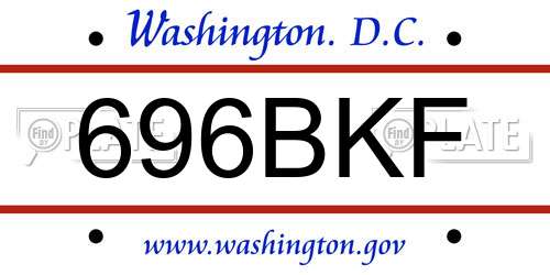 696BKF District Of Columbia License Plate