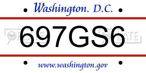 697GS6 District Of Columbia License Plate
