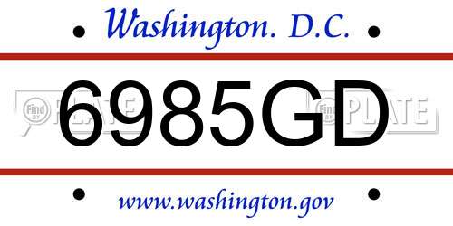 6985GD District Of Columbia License Plate