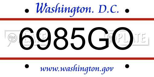 6985GO District Of Columbia License Plate
