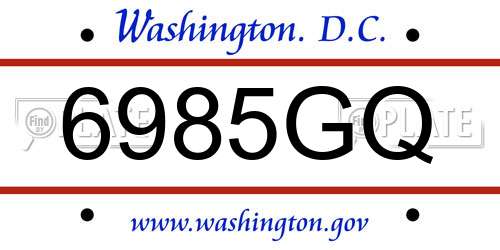 6985GQ District Of Columbia License Plate