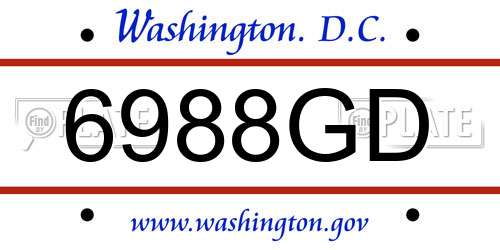 6988GD District Of Columbia License Plate