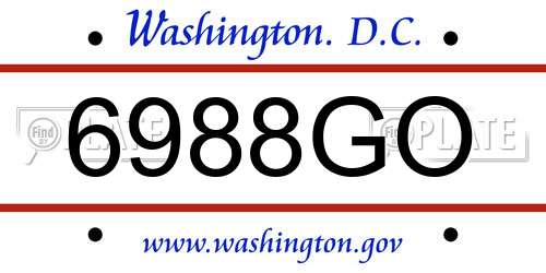 6988GO District Of Columbia License Plate