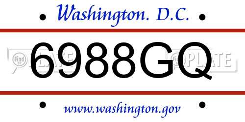 6988GQ District Of Columbia License Plate