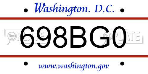 698BG0 District Of Columbia License Plate