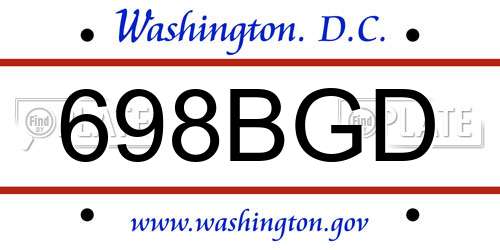 698BGD District Of Columbia License Plate