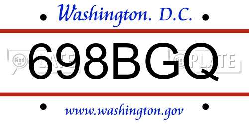 698BGQ District Of Columbia License Plate