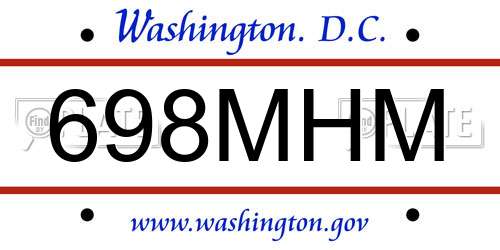 698MHM District Of Columbia License Plate
