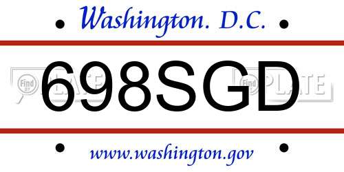 698SGD District Of Columbia License Plate