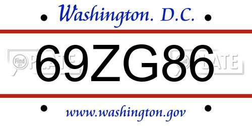 69ZG86 District Of Columbia License Plate