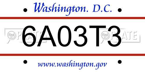 6A03T3 District Of Columbia License Plate