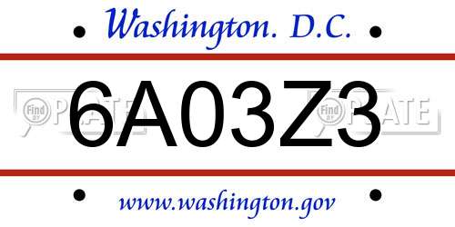 6A03Z3 District Of Columbia License Plate