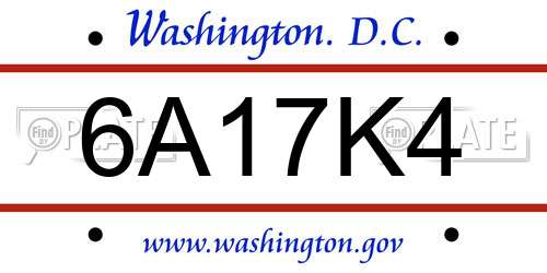 6A17K4 District Of Columbia License Plate