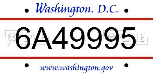 6A49995 District Of Columbia License Plate