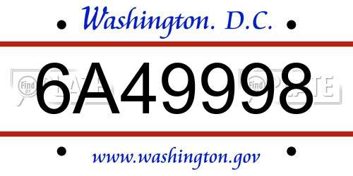 6A49998 District Of Columbia License Plate