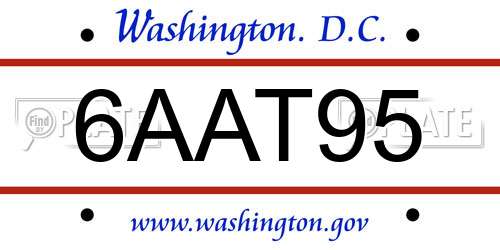 6AAT95 District Of Columbia License Plate
