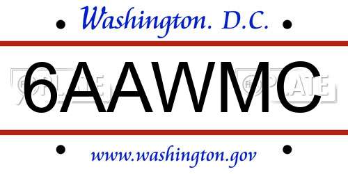 6AAWMC District Of Columbia License Plate