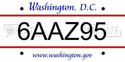 6AAZ95 District Of Columbia License Plate