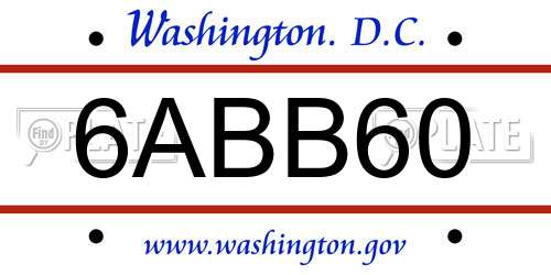 6ABB60 District Of Columbia License Plate
