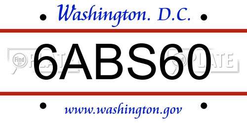6ABS60 District Of Columbia License Plate
