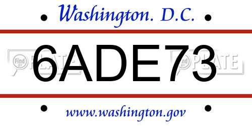 6ADE73 District Of Columbia License Plate
