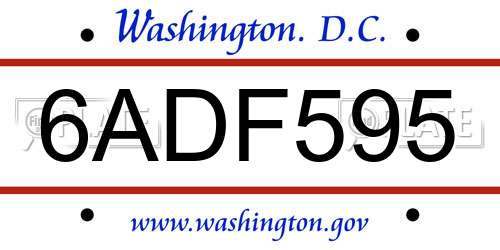 6ADF595 District Of Columbia License Plate