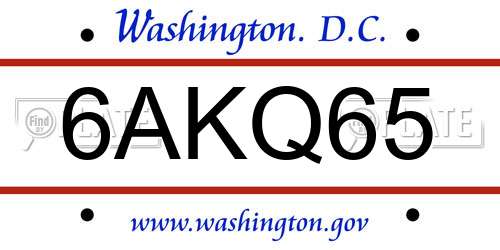 6AKQ65 District Of Columbia License Plate