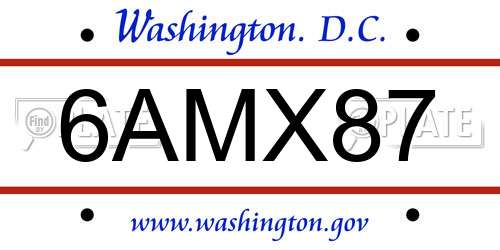 6AMX87 District Of Columbia License Plate