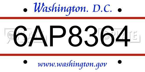 6AP8364 District Of Columbia License Plate