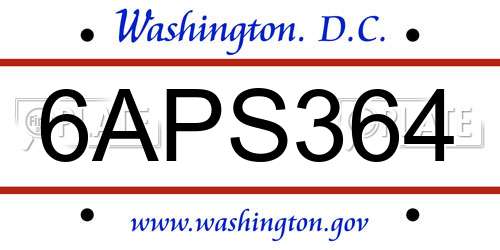 6APS364 District Of Columbia License Plate