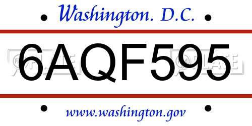 6AQF595 District Of Columbia License Plate