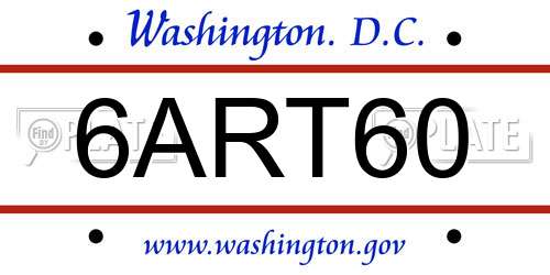 6ART60 District Of Columbia License Plate