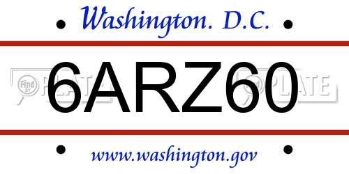 6ARZ60 District Of Columbia License Plate