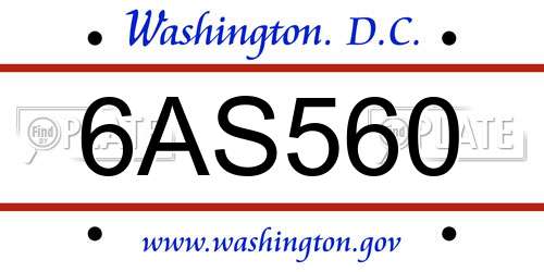 6AS560 District Of Columbia License Plate