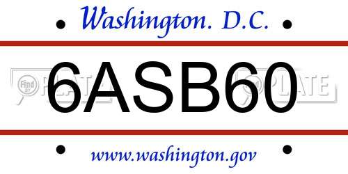 6ASB60 District Of Columbia License Plate
