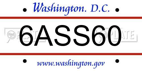 6ASS60 District Of Columbia License Plate