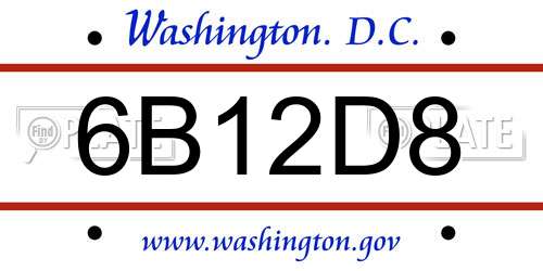 6B12D8 District Of Columbia License Plate