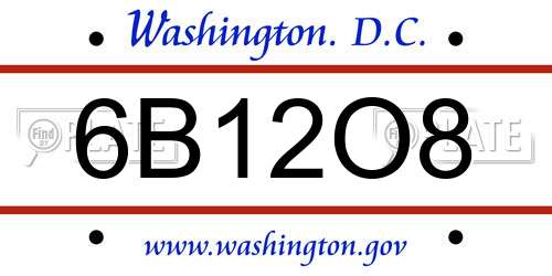 6B12O8 District Of Columbia License Plate