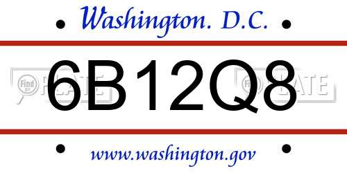 6B12Q8 District Of Columbia License Plate